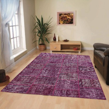 ABC Vintage Overdyed Patchwork  Purple Wool Rug 7' x 10'