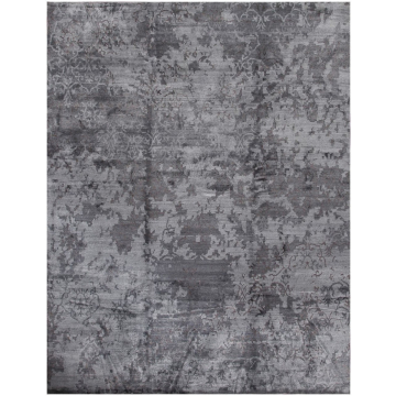 Designer Reserve Modern Beau Gray Hand Knotted Tibetan Silk Rug