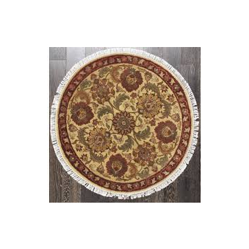 ABC Feronia Vine Persian Border Gold Rust Round Rug 4' x 4'
