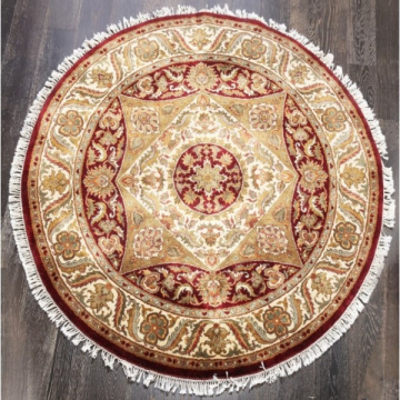 ABC Handmade Antiquities Mashad Dark Red Persian Round Rug 6' x 6'