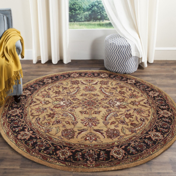 ABC Afghan Handmade Vegetable Dyes Oushak Gold Black Round Rug 6' x 6'