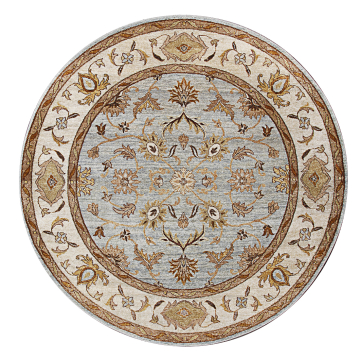 Achille Traditional Floral Blue Hand Knotted Wool Rug 8' Round