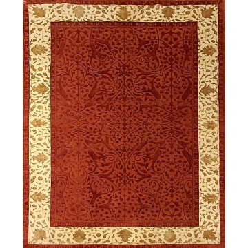 ABC Red Beige Traditional Wool Silk Persian Rug 6' x 9'