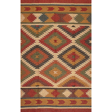 ABC Hereditary Multi Southwestern Kilim Jute Dhurrie Rug  5' x 8' feet