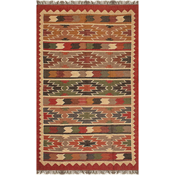 ABC Nationwide Multi Southwestern Kilim Jute Dhurrie Rug  5' x 8' feet