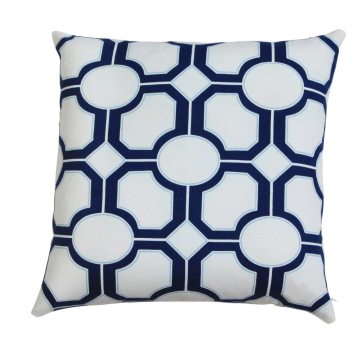 Nova White Blue Geometric Pillow Cover 20"x20"