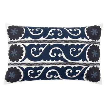 ABC Wilhelmina Embroidered Suzani Blue Pillow Cover 16"x26"