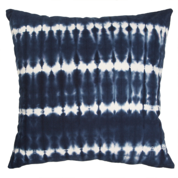 Rugsville Indigo Tie Dye Shibori Cotton Stripe Pillow Cover 20" Sq.