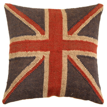 Rugsville Country Flag Wool Jute Red Blue Pillow 18"