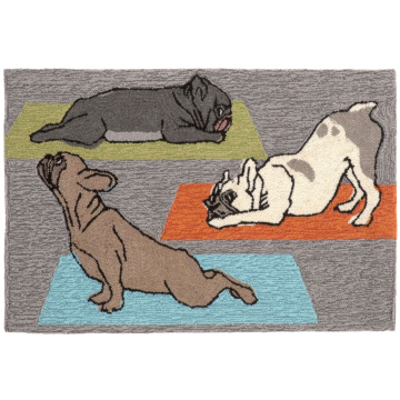 Liora Manne Frontporch Yoga Dogs Indoor/Outdoor Rug