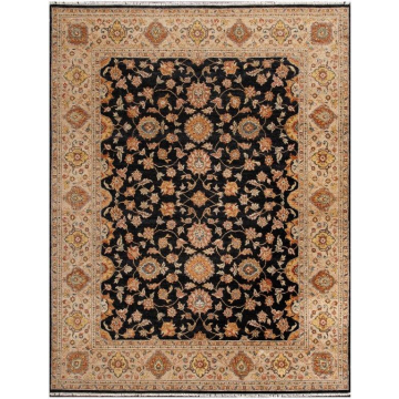 Sophie Traditional Persian Black Floral Hand Knotted Wool Rug
