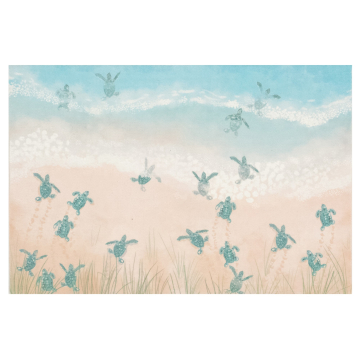 Liora Manne Illusions Turtle Beach Indoor/Outdoor Mat Aqua 39"x59"