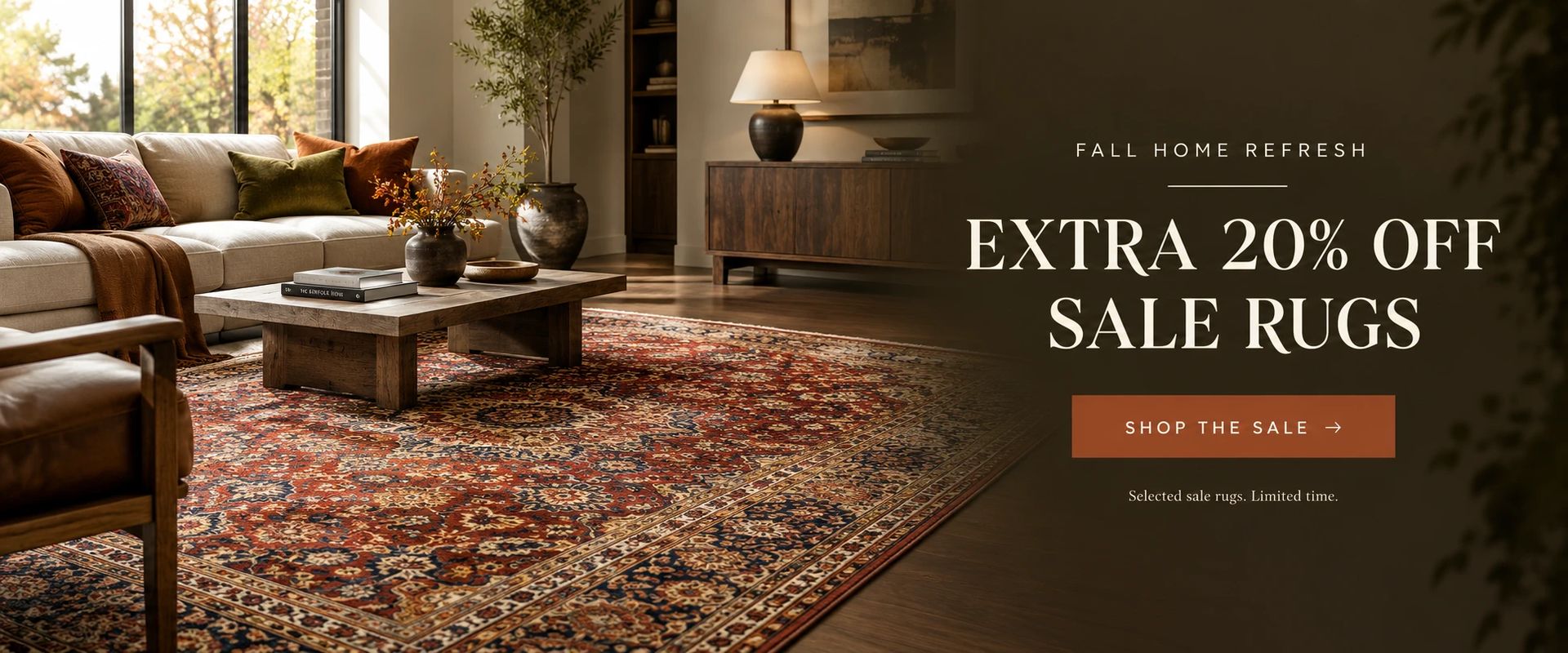 Fall Home Refresh: extra 20% off sale rugs. Selected sale rugs, limited time. Shop the sale.